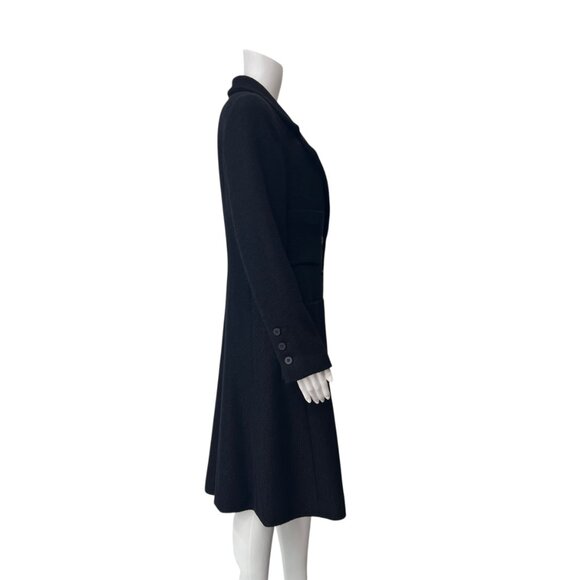 CHANEL 2001 Black Double Breasted Pea Coat Midi Jacket size IT 42/6 - Picture 6 of 12